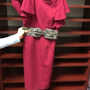 Calvin Klein pink pencil dress with snakeskin belt